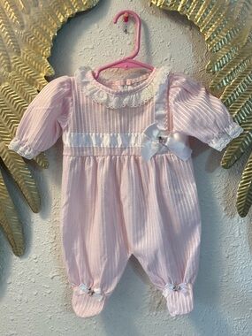 Baby Girl Clothes Vintage lace satin  newborn 0/3 Month Romper